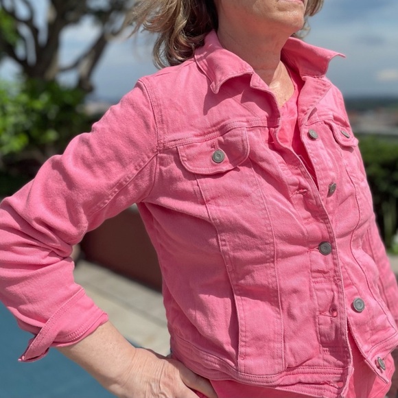 Live A Little Pink Stretch Plus Size 3X Jean Jacket. - Picture 1 of 12